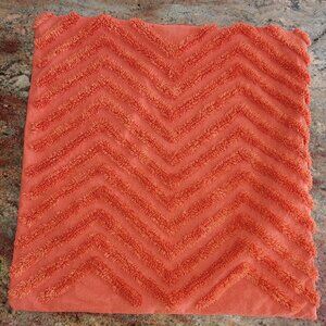 DKNY Cotton Chenille Zig Zag Geometric Orange Throw Pillow Cover 20"